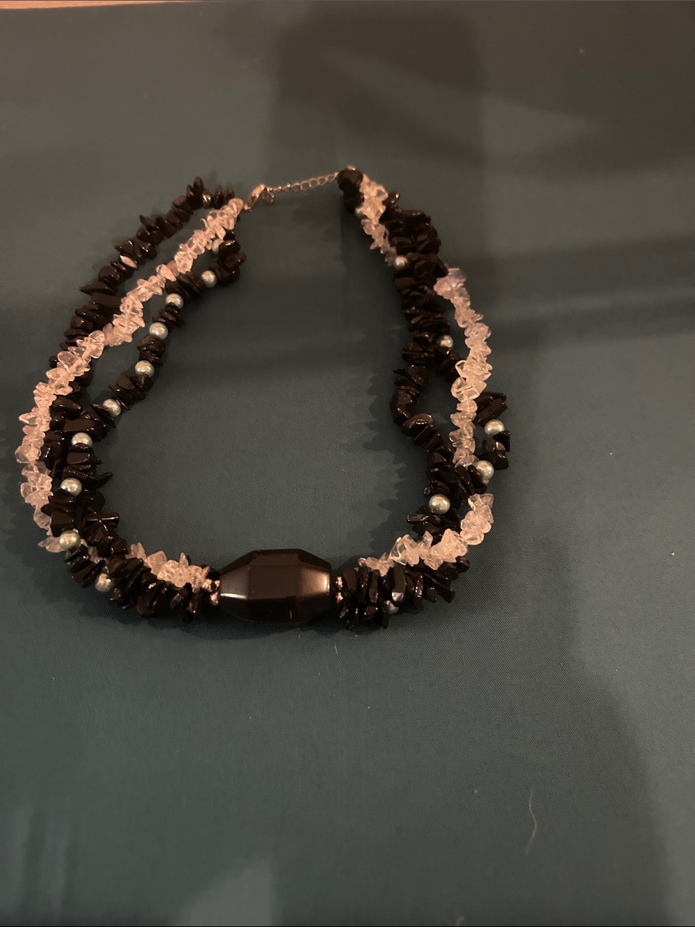 Layered Black and Clear Bead Statement Necklace